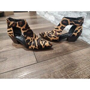 Calf hair cut out booties SOLE SOCIETY Sz 6.5  SO LANETTE Block heel Zipper back